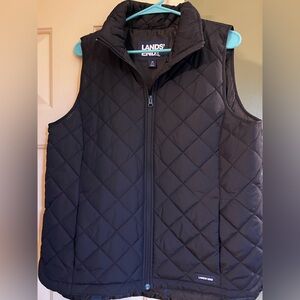 Lands' End Classic Black Quilted Vest